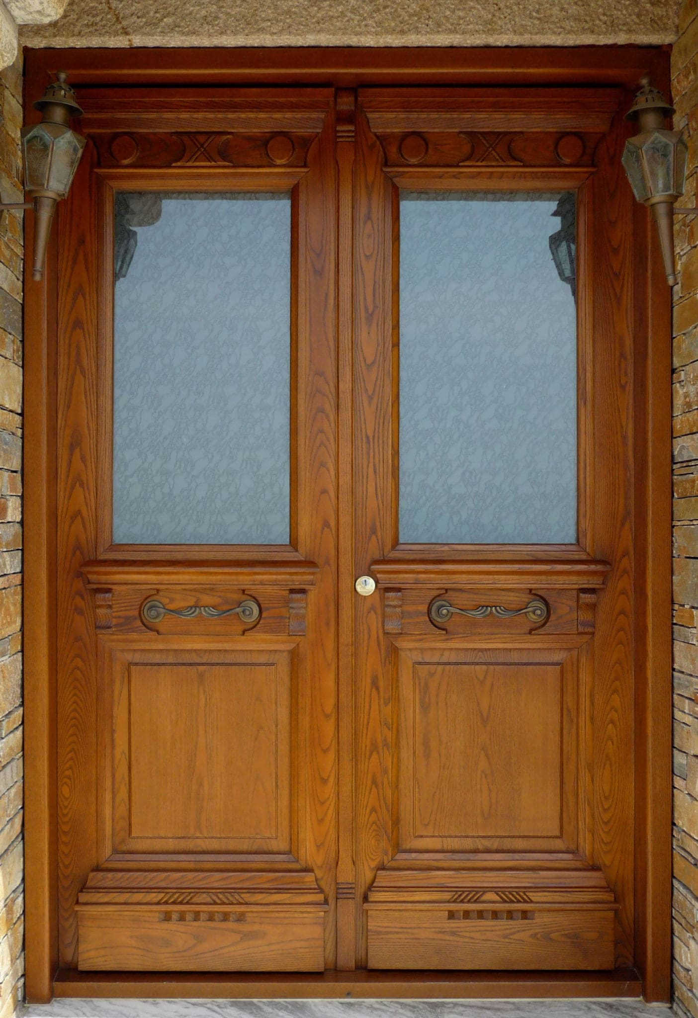  exterior double leaf door with glazing and panels in Pelion